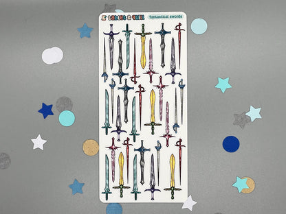 Sword Themed Fantasy Swords Color Sticker Sheet