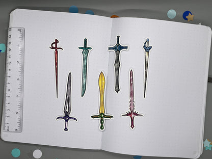 Sword Themed Fantasy Swords Sticker Flakes Die Cut Set