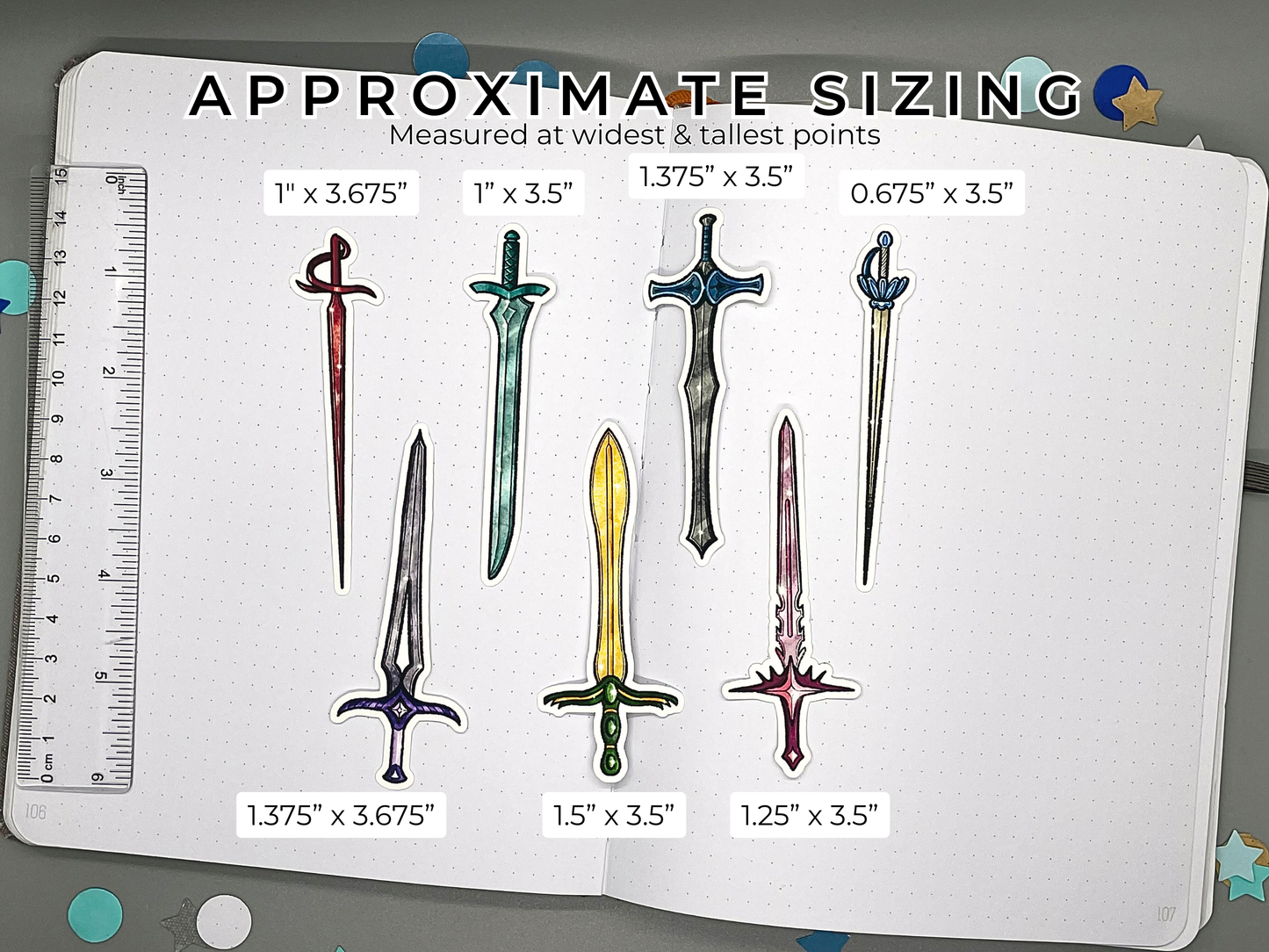 Sword Themed Fantasy Swords Sticker Flakes Die Cut Set