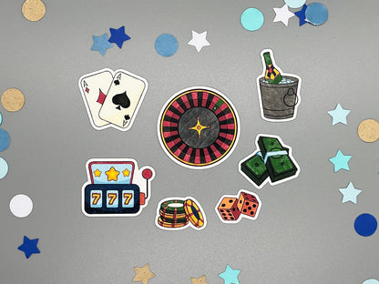Casino Themed Feelin' Lucky Sticker Flakes Die Cut Set