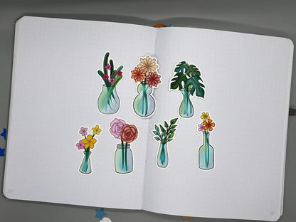 Flower Themed Fresh-Cut Flora Sticker Flakes Die Cut Set