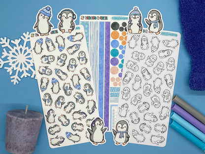 Penguin Themed Frosty Penguins Color Sticker Sheet