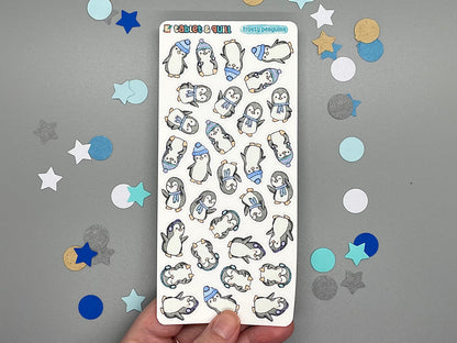 Penguin Themed Frosty Penguins Color Sticker Sheet