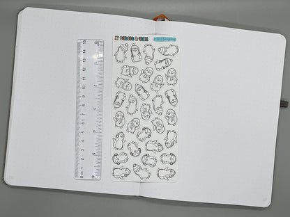Penguin Themed Frosty Penguins DIY Color Black & White Sticker Sheet