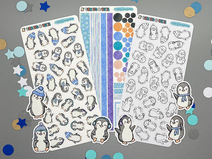 Penguin Themed Frosty Penguins Sticker Flakes Die Cut Set