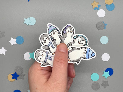 Penguin Themed Frosty Penguins Sticker Flakes Die Cut Set