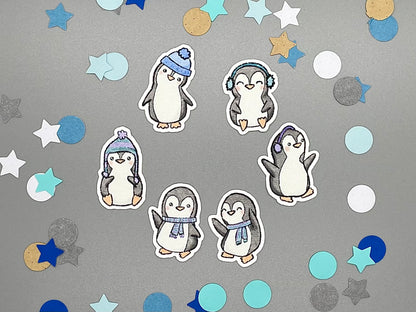 Penguin Themed Frosty Penguins Sticker Flakes Die Cut Set
