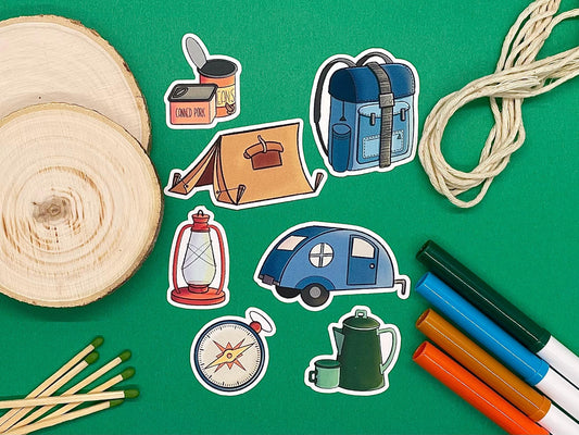 Camping Themed Great Outdoors Sticker Flakes Die Cut Set
