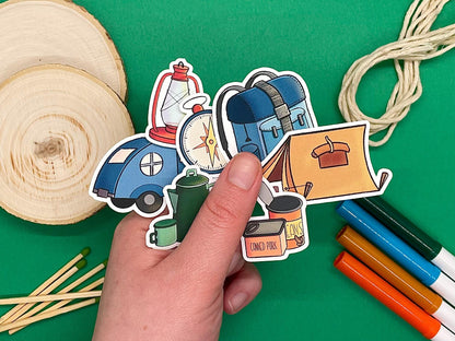 Camping Themed Great Outdoors Sticker Flakes Die Cut Set