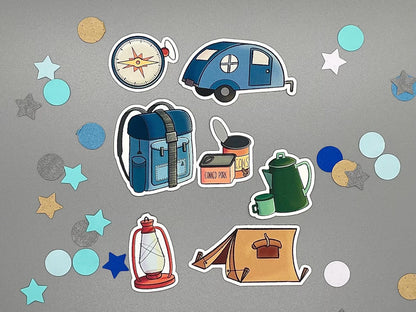 Camping Themed Great Outdoors Sticker Flakes Die Cut Set