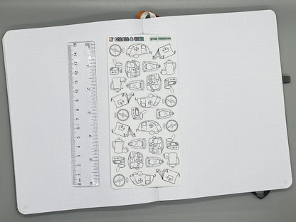 Camping Themed Great Outdoors DIY Color Black & White Sticker Sheet