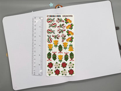 Christmas Themed Holly Jolly Holiday Color Sticker Sheet