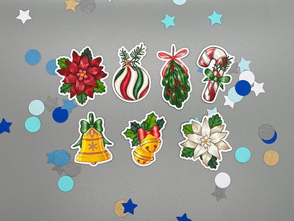 Christmas Themed Holly Jolly Holiday Sticker Flakes Die Cut Set