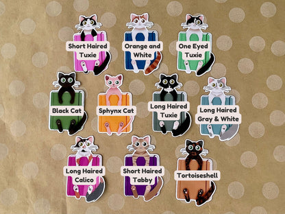 Cat Journal Sticker Matte Paper or Laminated Vinyl