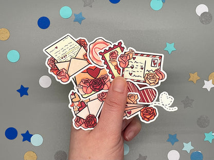 Valentine Themed Love Notes Die Cut Sticker Flakes
