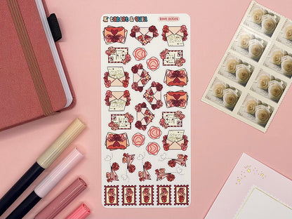 Valentine Themed Love Notes Color Sticker Sheet