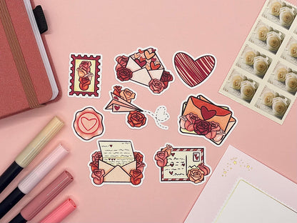 Valentine Themed Love Notes Die Cut Sticker Flakes