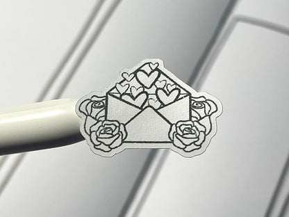 Valentine Themed Love Notes Black & White DIY Color Sticker Sheet