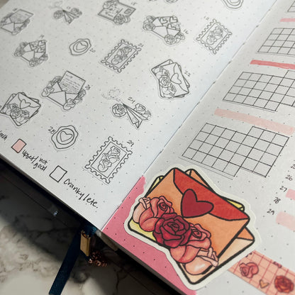 Valentine Themed Love Notes Die Cut Sticker Flakes