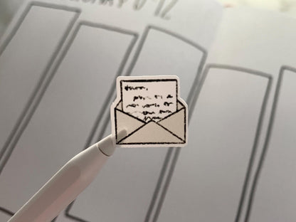 Set of mail themed die cut sticker flakes for bullet journals and planners.