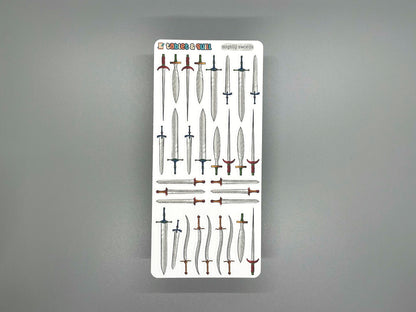 Sword Themed Mighty Swords Color Sticker Sheet