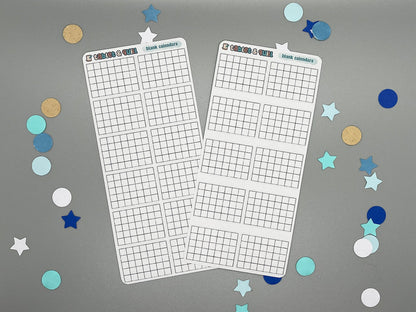 Blank Mini Calendar Stickers Sheet
