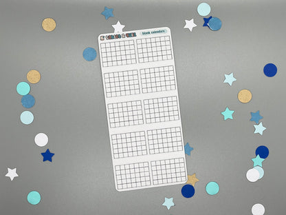 Blank Mini Calendar Stickers Sheet