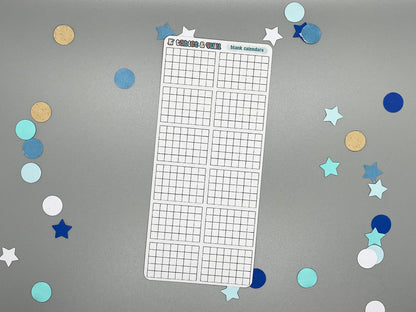Blank Mini Calendar Stickers Sheet