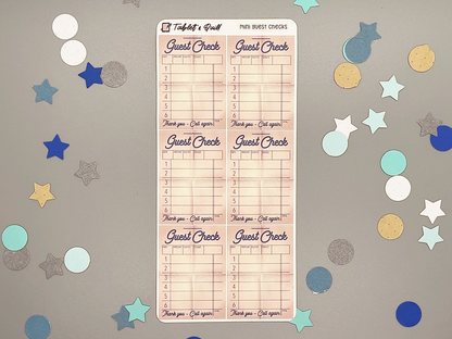 Retro Mini Guest Check Sticker Sheet