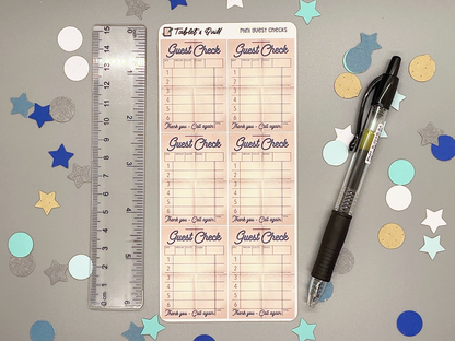 Retro Mini Guest Check Sticker Sheet
