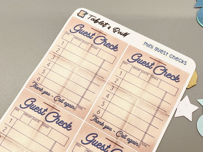 Retro Mini Guest Check Sticker Sheet
