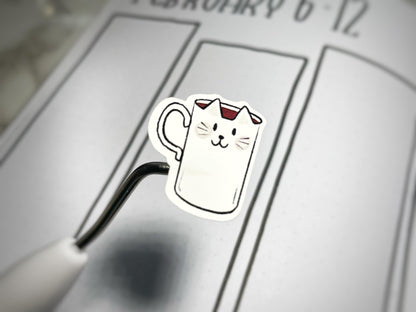 Closeup of an in color coffee sticker for bullet journals and planners.