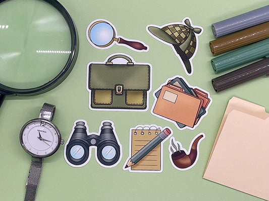Detective Themed Mysterious Detective Sticker Flakes Die Cut Set