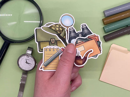Detective Themed Mysterious Detective Sticker Flakes Die Cut Set