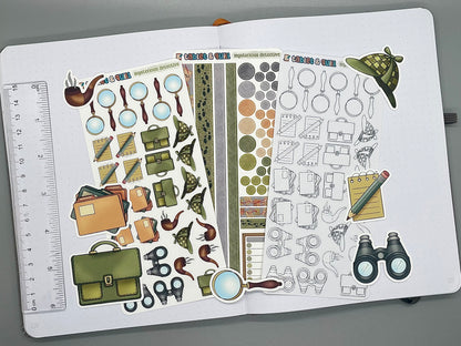 Detective Themed Mysterious Detective Color Sticker Sheet