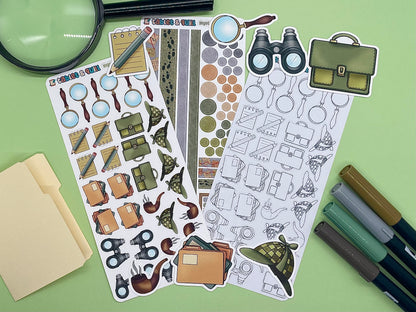 Detective Themed Mysterious Detective Sticker Flakes Die Cut Set