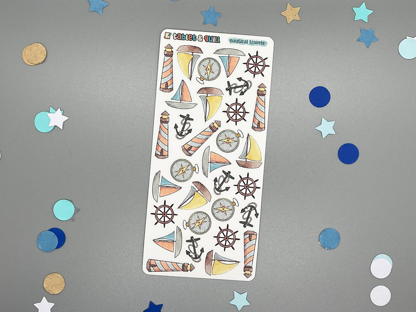 Sea Themed Nautical Travels Color Sticker Sheet