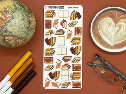 Book Themed Page Turners Color Sticker Sheet