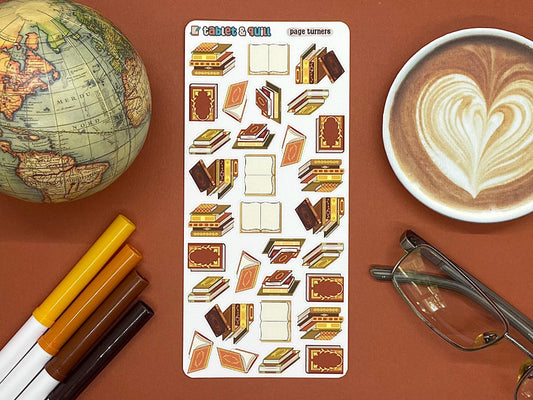 Book Themed Page Turners Color Sticker Sheet