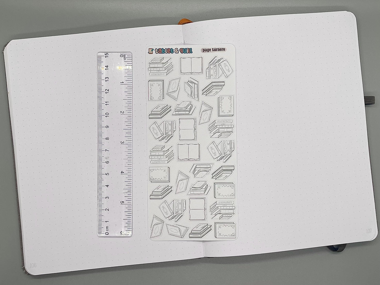 Book Themed Page Turners DIY Color Black & White Sticker Sheet