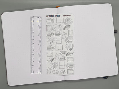 Book Themed Page Turners DIY Color Black & White Sticker Sheet