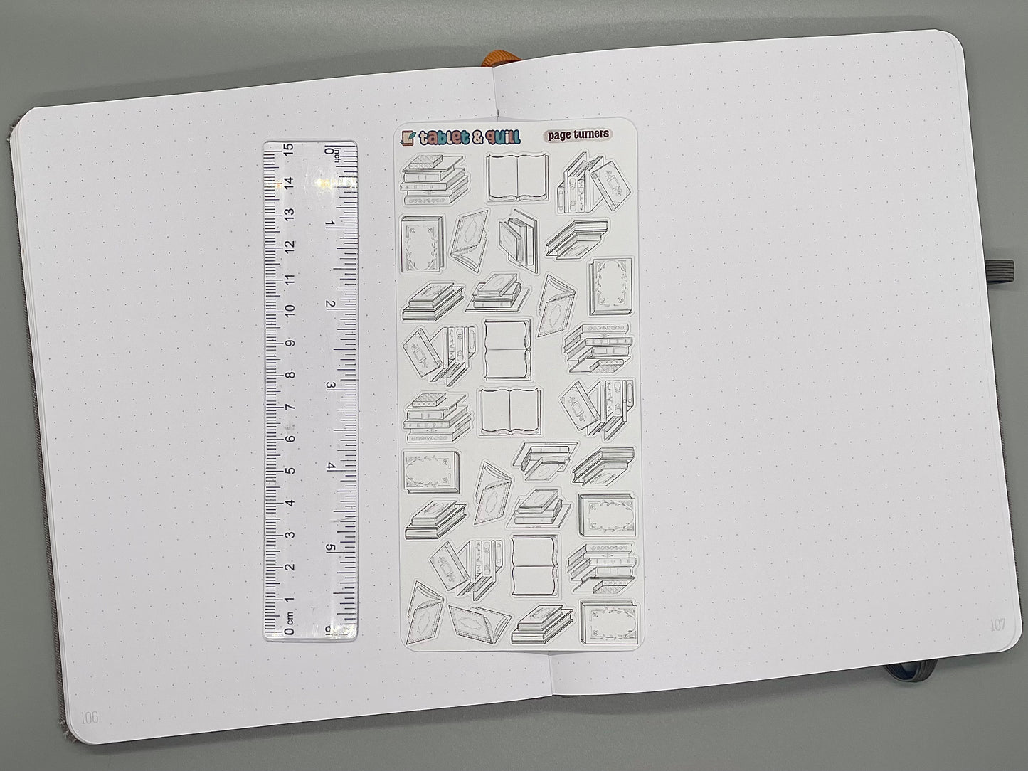 Book Themed Page Turners DIY Color Black & White Sticker Sheet