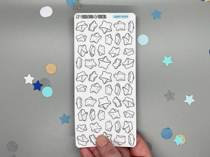 Paper Stars DIY Color Black & White Sticker Sheet