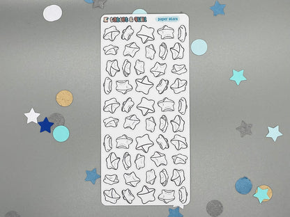 Paper Stars DIY Color Black & White Sticker Sheet