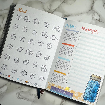 Paper Stars DIY Color Black & White Sticker Sheet