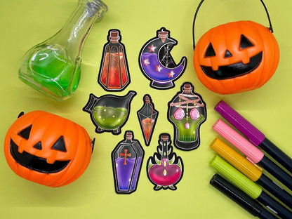Potion Themed Poisonous Potions Sticker Flakes Die Cut Set