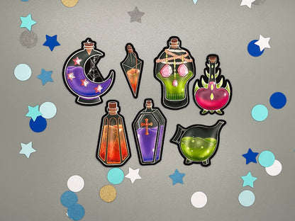 Potion Themed Poisonous Potions Sticker Flakes Die Cut Set