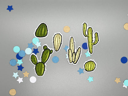 Cactus Themed Prickly Cacti Sticker Flakes Die Cut Set