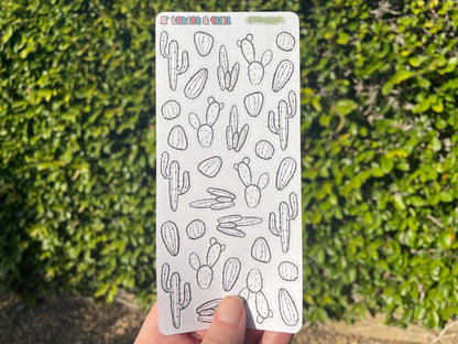 Cactus Themed Prickly Cacti DIY Color Black & White Sticker Sheet