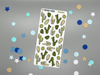 Cactus Themed Prickly Cacti Color Sticker Sheet